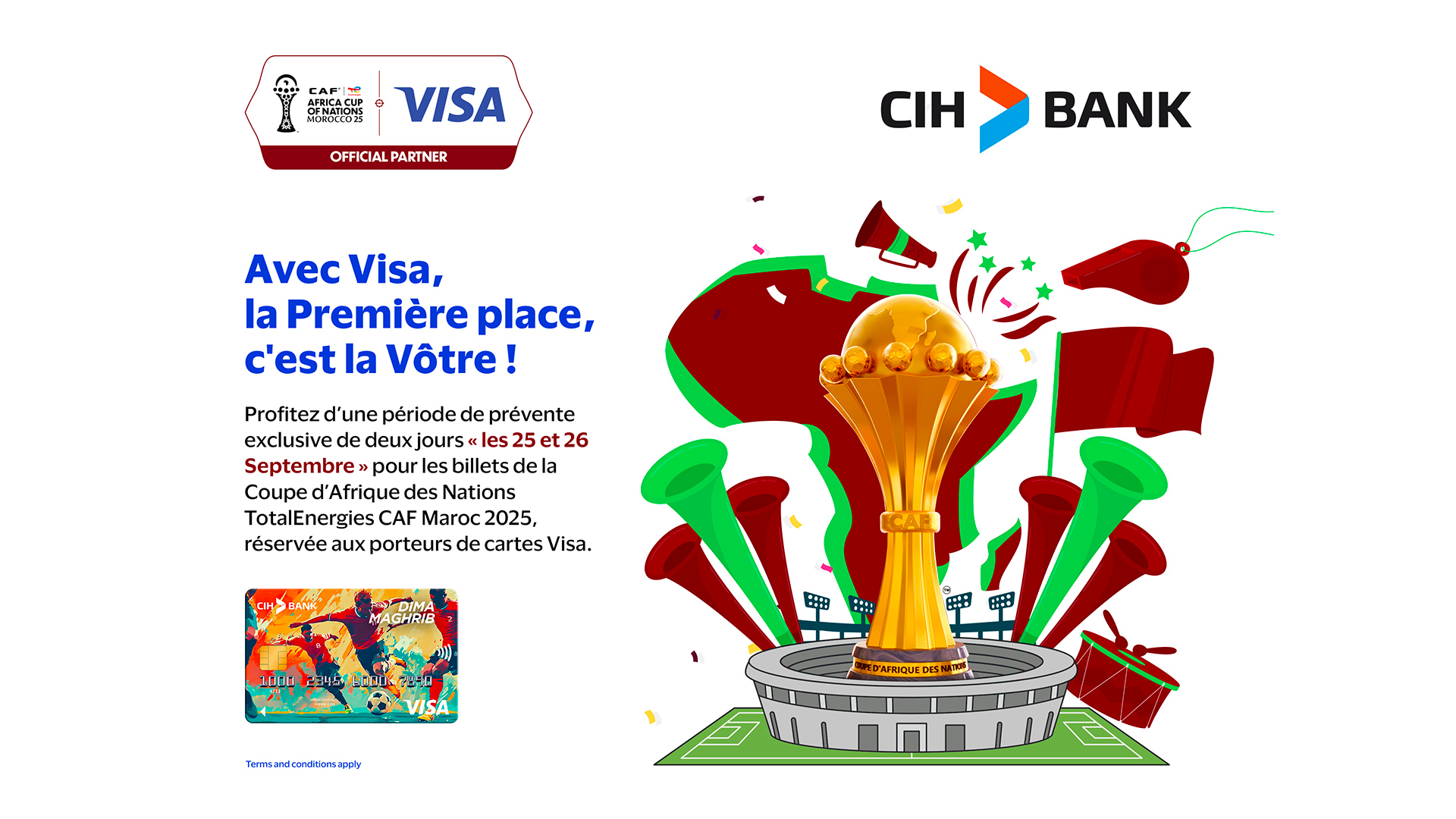 CIH BANK lance la carte DIMA MAGHRIB pour célébrer la CAN 2025 au Maroc